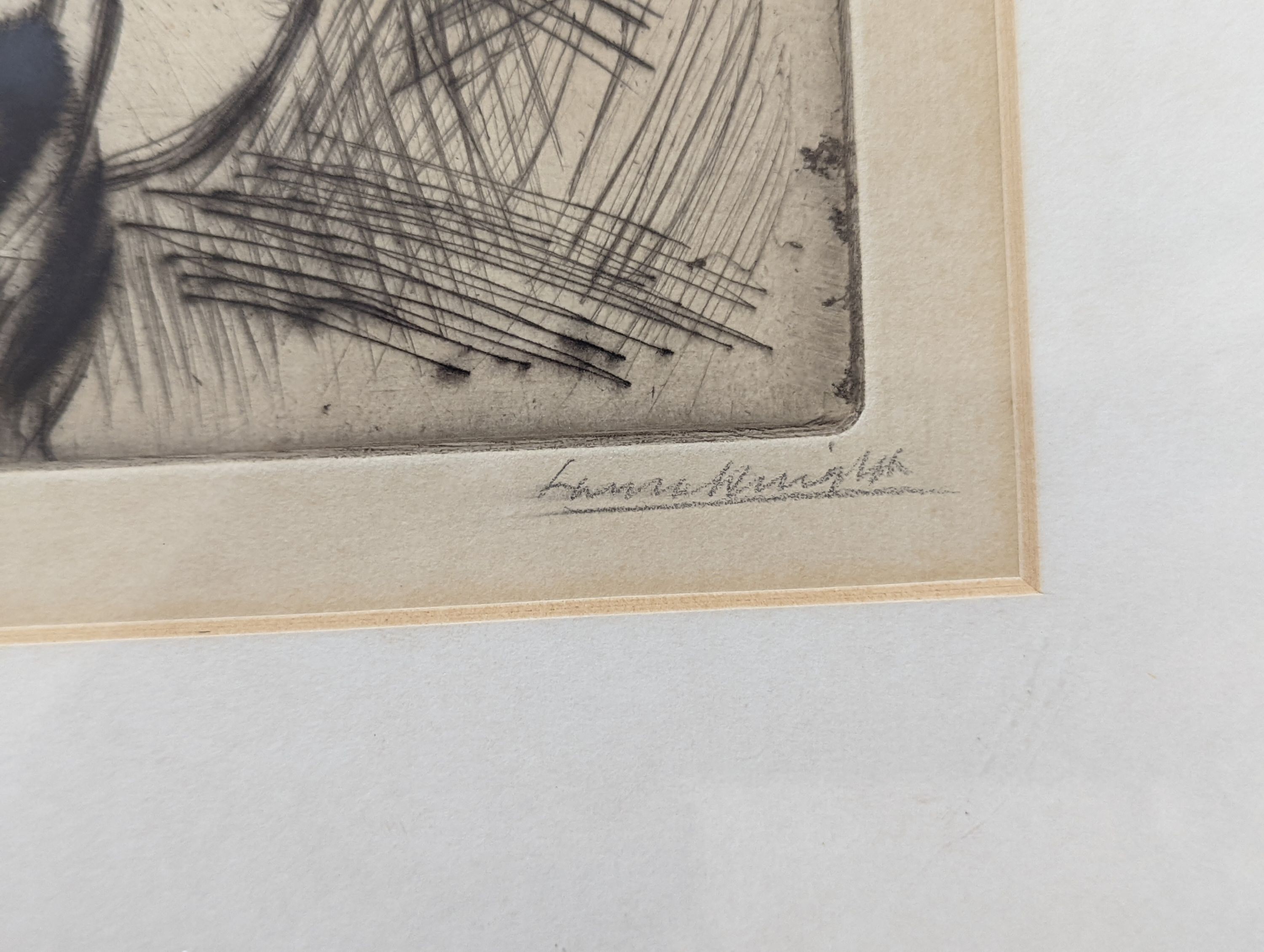 Dame Laura Knight (1877-1970), etching, Zebras, signed in pencil, Upper Grosvenor Galleries label verso, 25 x 35cm